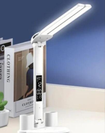 新品未使用☆1個のLEDデスクランプ、目の保護、USB給電式折りたたみ式インテリジェント読書ランプ、時間表示付き、コード付き、家庭用、卓上マウント、電子部品