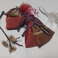 和装用髪飾り4点セット　リボン　かんざし　羽根　花　卒業式　成人...