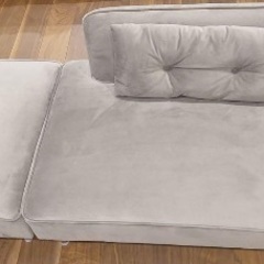 LOWYA ベロア調 ソファー　グレー ソファベッド ベルベット調生地使用 スチール脚 [幅179