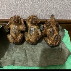 昭和レトロ　三猿　見ざる言わざる聞かざる　陶器製　オブジェの画像