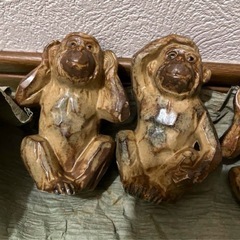 昭和レトロ　三猿　見ざる言わざる聞かざる　陶器製　オブジェの画像