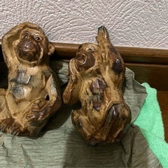昭和レトロ　三猿　見ざる言わざる聞かざる　陶器製　オブジェの画像