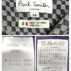 ポールスミス 美品 長袖シャツ チェック柄 胸ポケット グレー 綿混 日本製 M メンズの画像