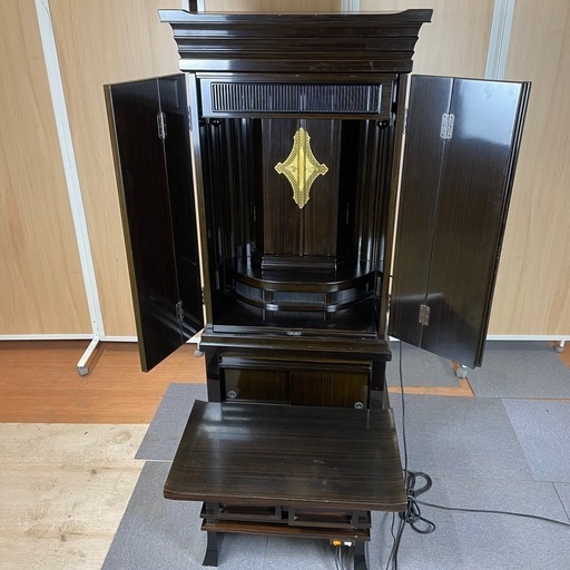 創価学会 仏壇 黒檀厨子 電動開閉