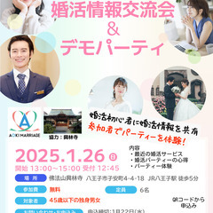 1/26（日）参加費無料！婚活情報交流会＆デモパーティー