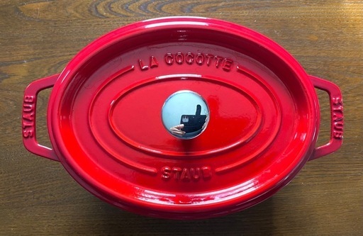 STAUB  ココットオーバル23cm  チェリー 美品とピュアグリル26 cm チェリー 美品のセット