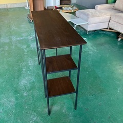 机　デスク　バーデスク　事務机　オフィス家具　ウッド　茶色　ブラウン【第二倉庫】の画像