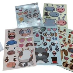 動物の顔ステッカー サファリ パーティー記念品 フェイシャルステッカーシートの画像