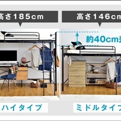 ロフトベッド、コンセント付きの画像