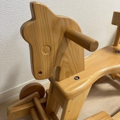アンティーク無垢 キッズ 木馬 ゆらゆら 足けり 2Way インテリア 知育玩具の画像