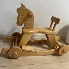 アンティーク無垢 キッズ 木馬 ゆらゆら 足けり 2Way インテリア 知育玩具の画像