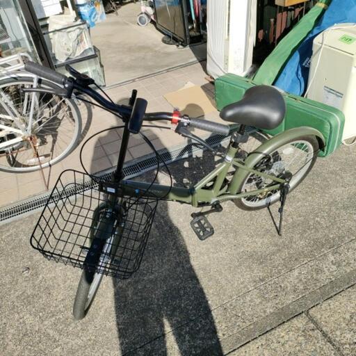 THREE STONE 折りたたみ自転車 20インチ シマノ6段変速 カゴ LEDライト ワイヤー錠  通勤 通学 街乗り
