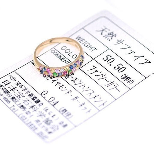 Spring☆。.:＊・゜フォーハート K18 サファイア ガーネットパヴェリング