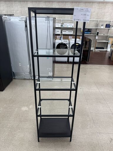 ★ジモティ割あり★  ガラス棚 黒 H175.5×D36.5×W51 クリーニング済み TJ10315