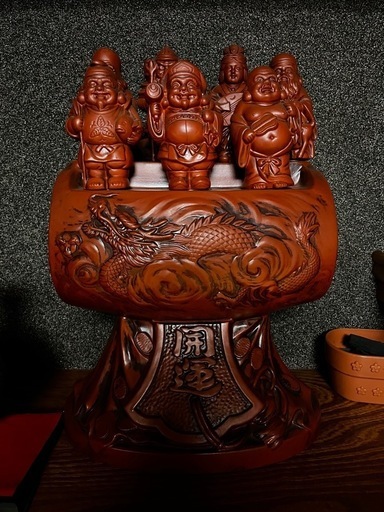 栄寿作七福神朱泥置物陶器打ち出の小槌