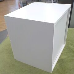 2段 収納棚 高34×幅34㎝ 引き出し2杯 ホワイト 小物収納 木製 キューブボックス 西岡店の画像