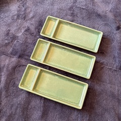 昭和レトロ 仕切り皿 陶器製 魚皿 刺身皿 盛皿 スクエア型 3...