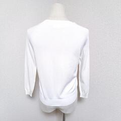 アナイ Vネック長袖ニット トップス 花柄レース ホワイト 綿混 36 S レディースの画像