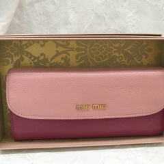 miumiu/レザー長財布/ピンク
