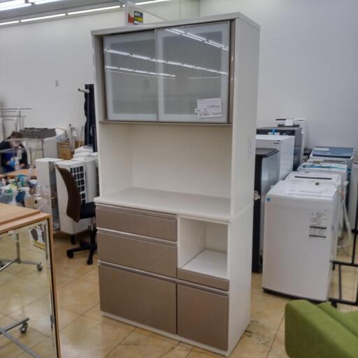 ★ジモティ割あり★  レンジボード 白　グレー H200.5×D45×W100.5 クリーニング済み OJ7240