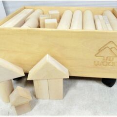 積み木　収納ボックス　キャスター付き　WOOD　キッズ　知育玩具...
