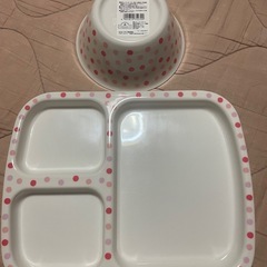 TOPVALU 水玉模様 食器セット　メラミンの画像