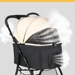 キャンプ 散歩 おでかけ用品 猫犬兼用 多頭 収納簡単 取り外し可能 組み立て簡単 多機能 通気性が良い 後輪ブレーキ付 飛び出し防止 コンパクト 前輪360°回転 ４輪 耐荷重30KG ペットバギー ペットキャリーカート 犬用ベビーカー ワンタッチ 折り畳みの画像