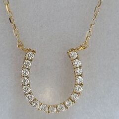 未使用　STAR JEWELRY スタージュエリー マイクロセット ダイヤモンド ホースシュー イエローゴールド ネックレス k18の画像