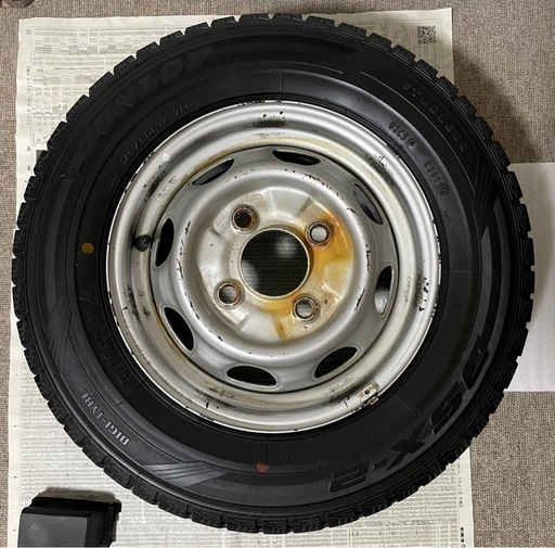 145/80/r12 スタットレスタイヤ+鉄チンホイール4本セット