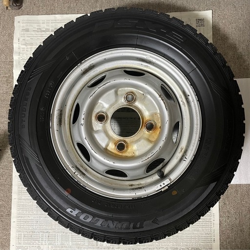 145/80/r12 スタットレスタイヤ+鉄チンホイール4本セット
