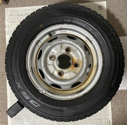 145/80/r12 スタットレスタイヤ+鉄チンホイール4本セット