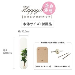 姿見八角30×120cm 賃貸対応の画像