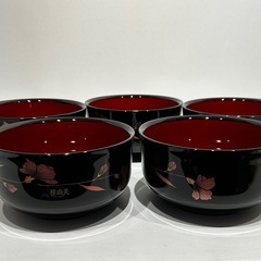 桂由美　どんぶり5客　お盆5客　箸5膳　漆器