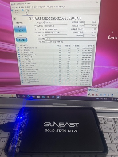 【ほぼ未使用】2.5インチSSD 320GB SATA III 高速データ転送⑧