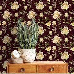 新品⭐️　壁紙シール 花柄 リメイクシート 黒 白いバラ 薔薇 ローズ 44.5cmｘ6mの画像