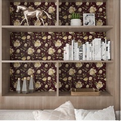 新品⭐️　壁紙シール 花柄 リメイクシート 黒 白いバラ 薔薇 ローズ 44.5cmｘ6mの画像