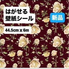 新品⭐️　壁紙シール 花柄 リメイクシート 黒 白いバラ 薔薇 ...
