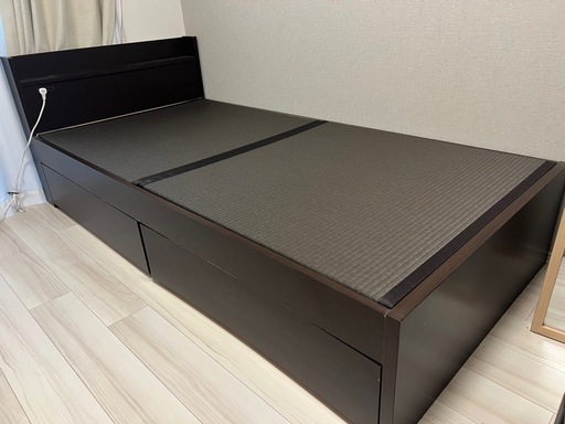 畳ベッド シングル 引き出し 収納ベッド 棚付き 和紙製畳 日本製 【ドルミー 和紙畳】 おすすめ たたみベッド 収納付き コンセント付き 宮付き 木製ベッド【説明書付き】