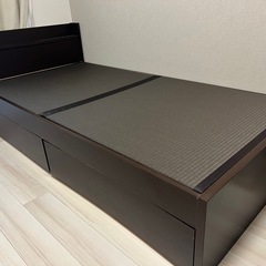 畳ベッド シングル 引き出し 収納ベッド 棚付き 和紙製畳 日本...