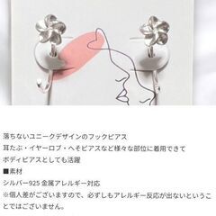 金属アレルギー対応 シルバー925/フラワー フック ピアス ②（新品）の画像