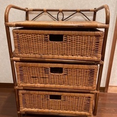 ラタンチェスト　藤チェスト　収納家具　アンティーク品の画像