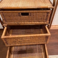 ラタンチェスト　藤チェスト　収納家具　アンティーク品の画像