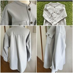 【 ピンクアドベ 】ノーカラー ブルゾン スエード ジャケット アウターの画像