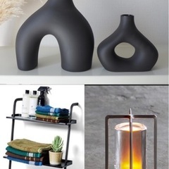 おしゃれな壺、Ambientec風ランプ、3段シェルフ3点セット...
