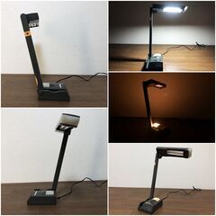 デスクライトyamazen　ツイン形ライトMODEL YE-200　折りたたみ 蛍光管9Wツイン形　常夜灯5W E12形卓上スタンド　点灯確認済みの画像