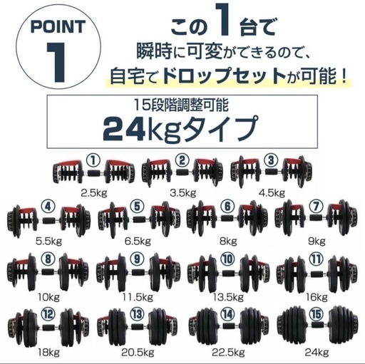 ダンベル 24kg×2 可変式 未使用品   