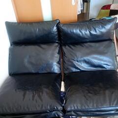 レザー調、リクライニングローソファ