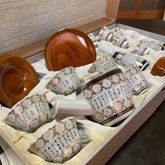 【新品未使用】九谷焼　「高砂」 茶器&酒器揃　急須&湯呑、茶托、...