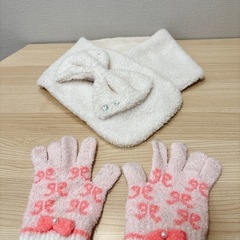 👧🎀リボンマフラー&リボン手袋set!♡中古美品