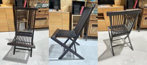 ★テーブル・チェア3点セット★ 折りたたみ式 コンパクト 持ち運び楽々 エスニック リゾート カフェ風 オリエンタル 和モダン ダイニング テラス